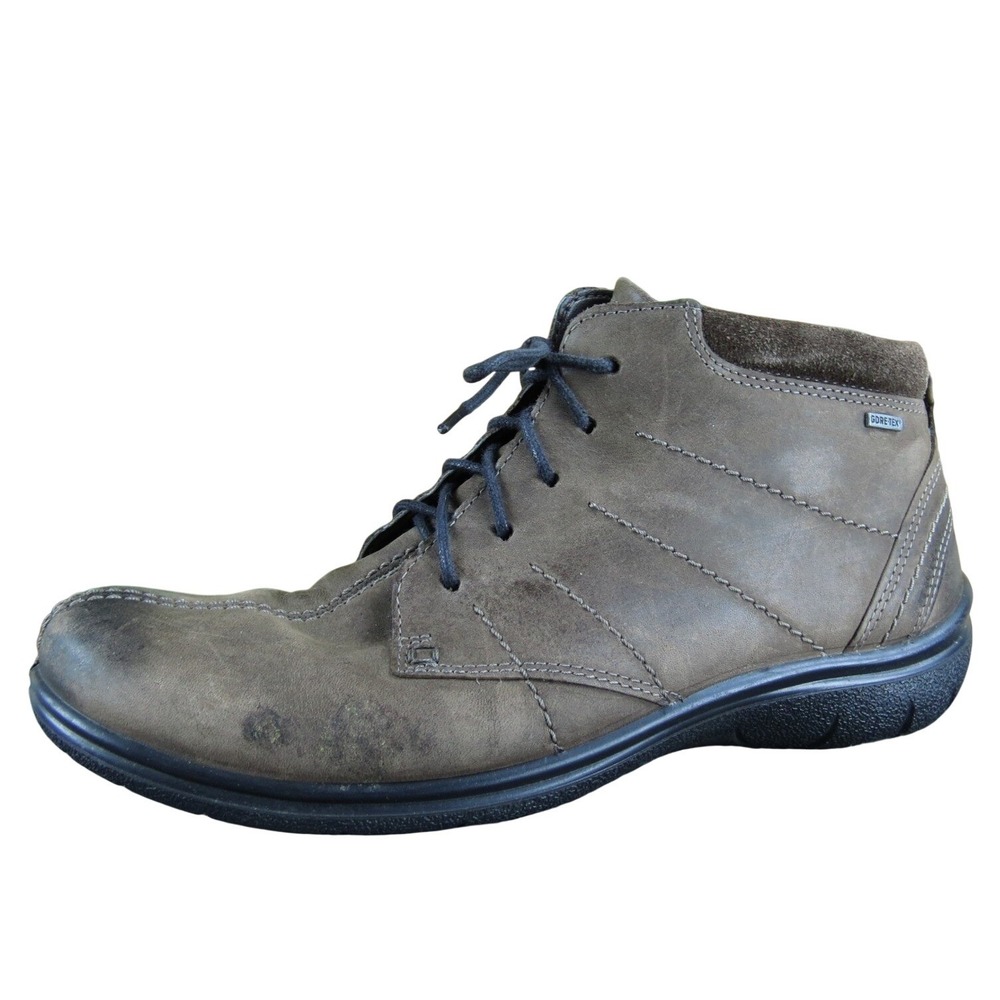 Ecco Gore-Tex Brown Leather Ankle Boots Waterproof Comfort‎ Walking Shoes 39